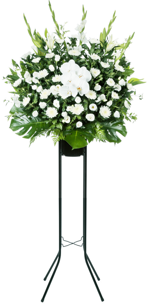 【スタンド花・花輪（葬儀・葬式の供花）】スタンド花お供え1段（白あがり）
