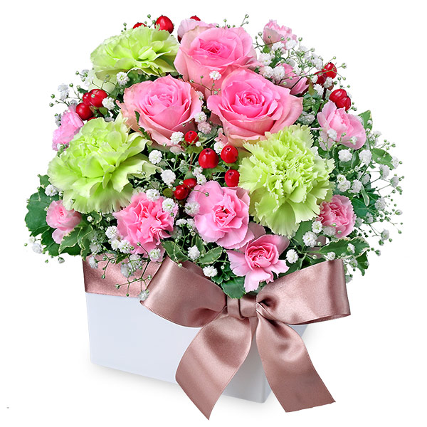 【バラ特集】ピンクバラのキューブアレンジメント 512466 ｜花キューピットのバラ 花のギフト・プレゼント特集2023