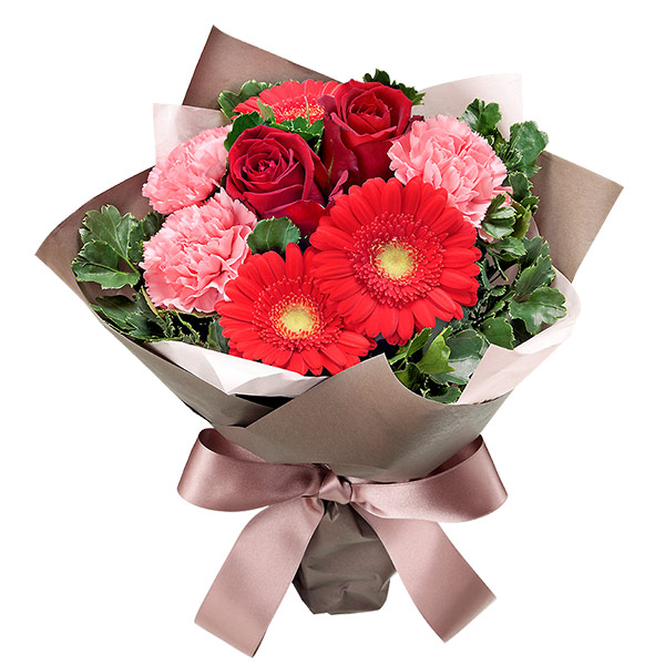 【秋の誕生日特集】赤バラのナチュラルな花束 512488 ｜花キューピットの秋の誕生日特集プレゼント特集2022