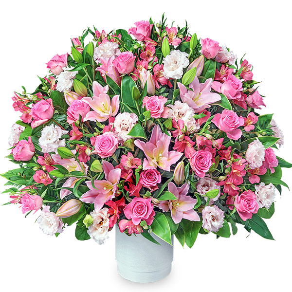 【5月の誕生花（ピンクバラ）】ピンクの豪華な彩りアレンジメント