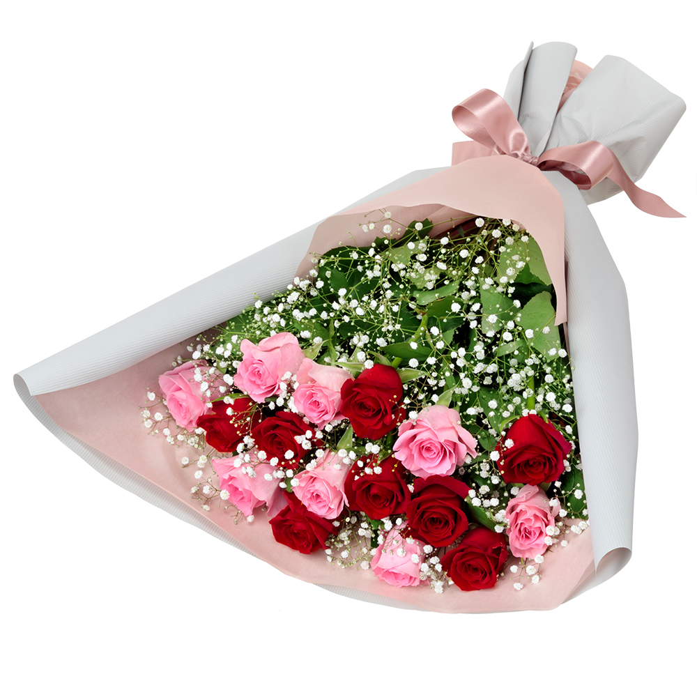 【10月の誕生花（バラ）】赤バラとピンクバラの花束