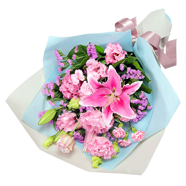 【友達に贈る誕生日フラワーギフト】ピンクユリの爽やかな花束