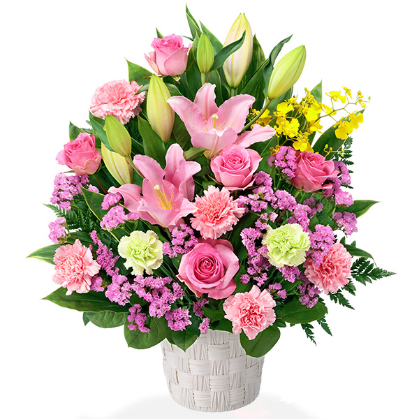 【夏の花贈り特集】ピンクユリの華やかアレンジメント 512715 ｜花キューピットのひまわり 花のギフト・プレゼント特集2024