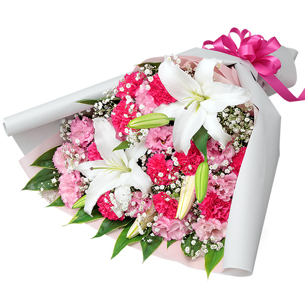 【目上の方に贈る誕生日フラワーギフト】白ユリの豪華な花束