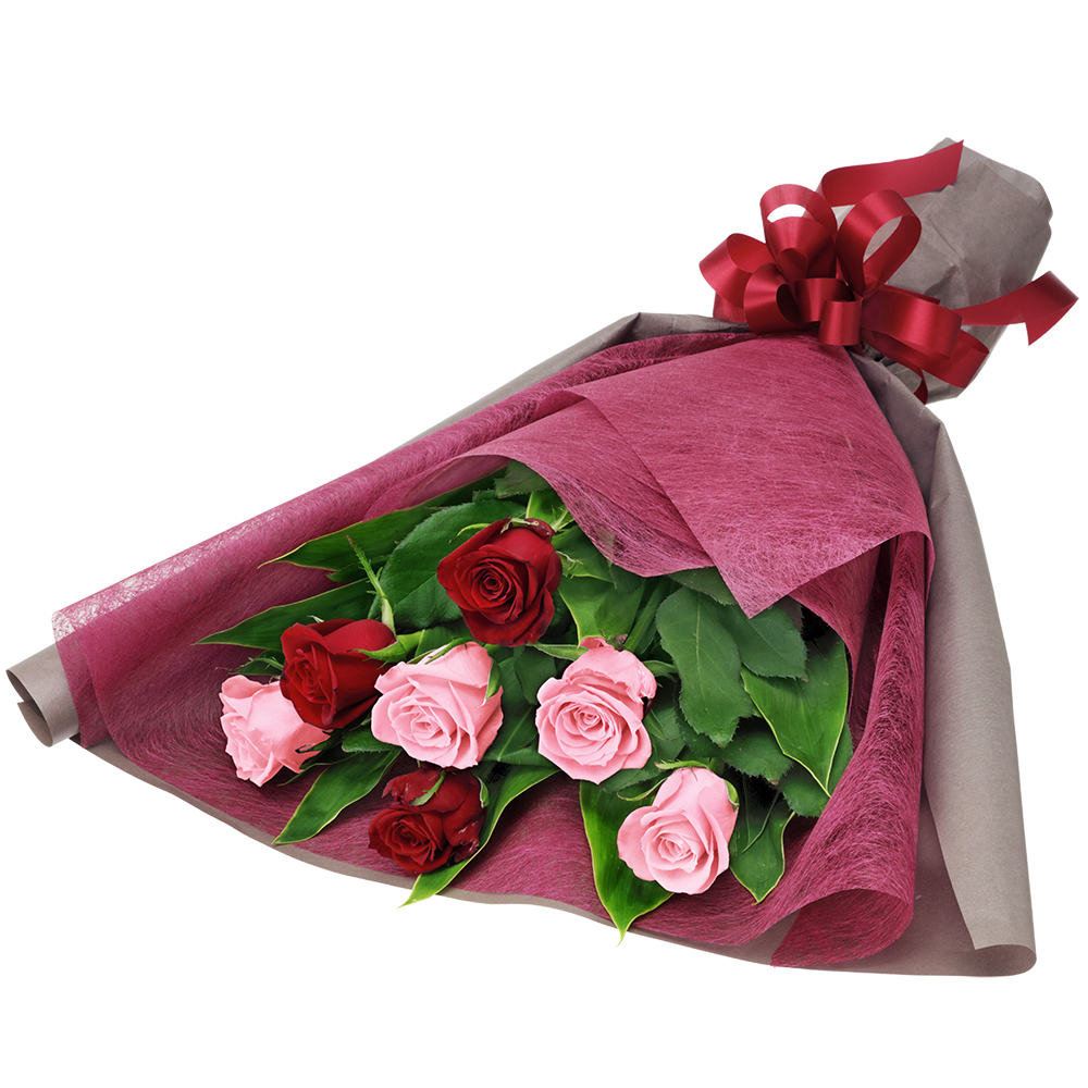 【12月の誕生花（赤バラ）】赤バラとピンクバラの花束
