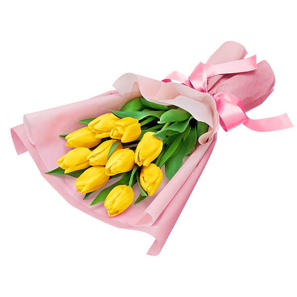 【誕生花 2月（チューリップ）(法人）】イエローチューリップの花束