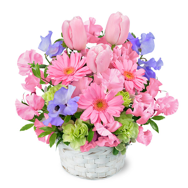 【誕生日フラワーギフト】春の花のアレンジメント（ピンク）