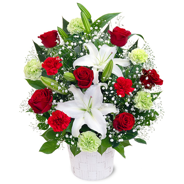【父の日ギフト ランキング】白ユリと赤バラのアレンジメント