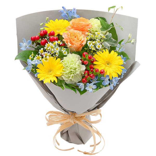 【卒園卒業・入園入学祝い】オレンジバラのナチュラルな花束