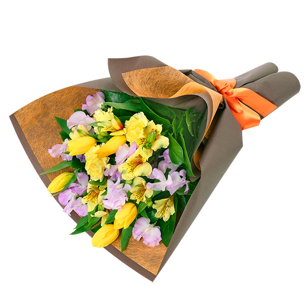 【1月の誕生花（スイートピー）】チューリップとスイートピーのシックな花束