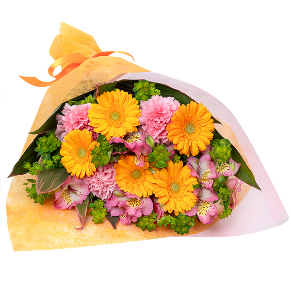 【誕生花 4月（アルストロメリア）（法人）】ピンクアルストロメリアとオレンジガーベラの花束