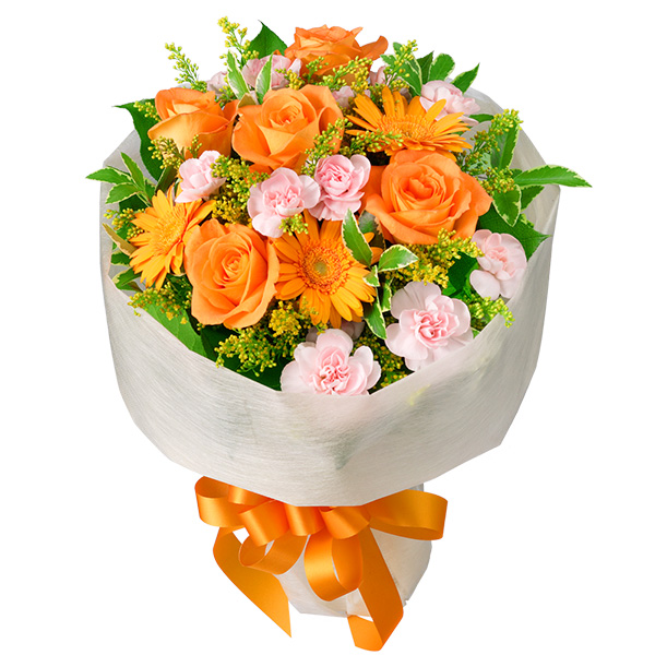 【ハロウィン　フラワーギフト】オレンジバラとガーベラの花束