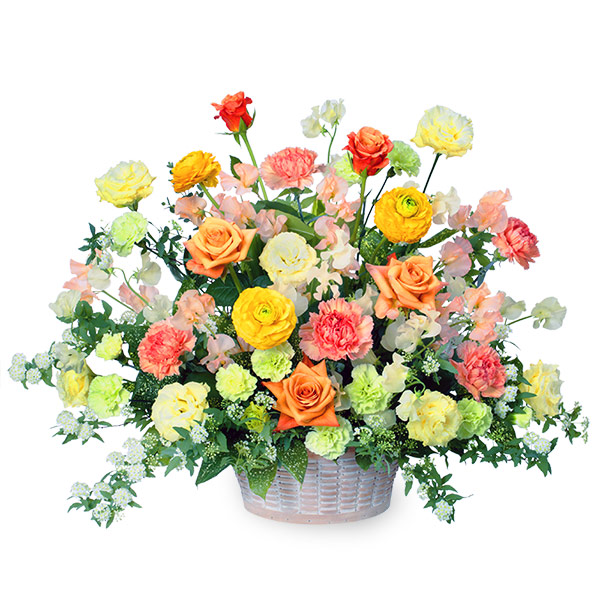 【新築引っ越し祝い】オレンジバラとスイートピーのアレンジメント