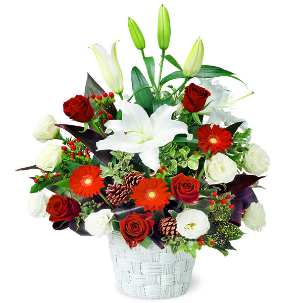 【クリスマスフラワー ランキング】ユリのウィンターアレンジメント