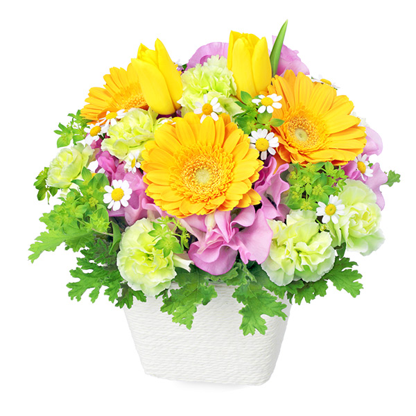 【チューリップ特集】春のガーデンアレンジメント（イエロー）