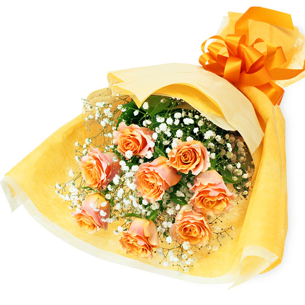 【バラ特集】オレンジバラの花束
