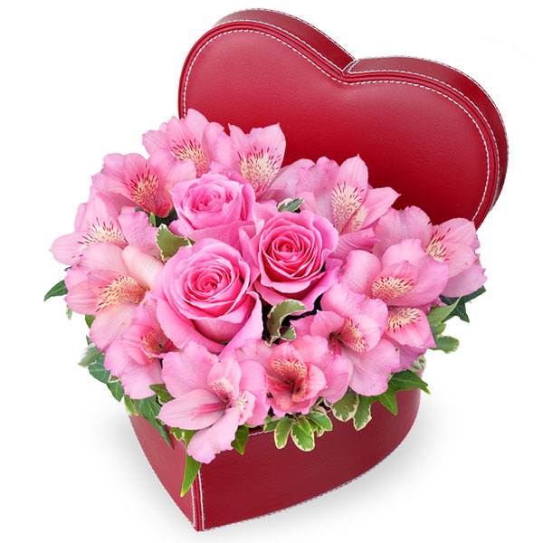 【結婚記念日】アルストロメリアのハートボックスアレンジメント