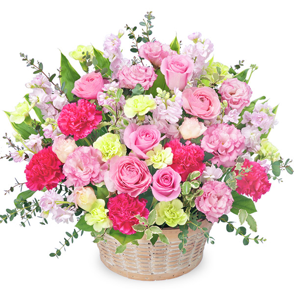【接待のお返し(法人）】バラと春の花のピンクアレンジメント