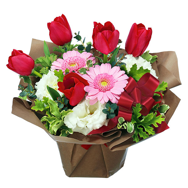 【誕生花 2月（チューリップ）(法人）】2月のバースデーアレンジメント