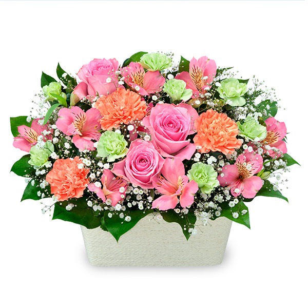 【新築引っ越し祝い】ピンクアルストロメリアとオレンジのアレンジメント