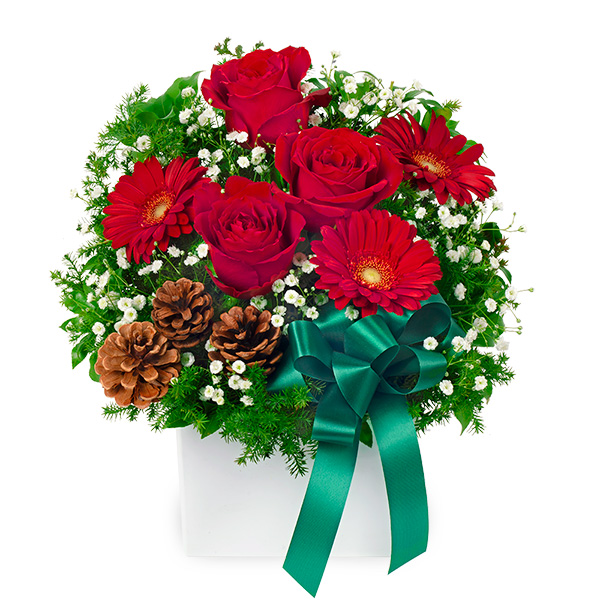 【クリスマスフラワー ランキング】赤バラのクリスマス風アレンジメント