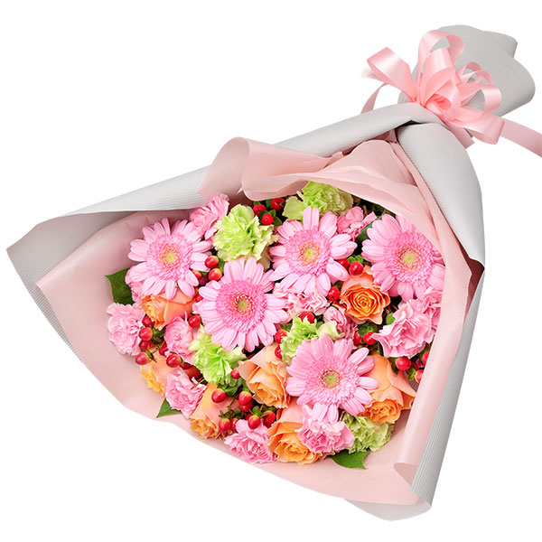 【花束・ブーケ】オレンジバラとガーベラの花束