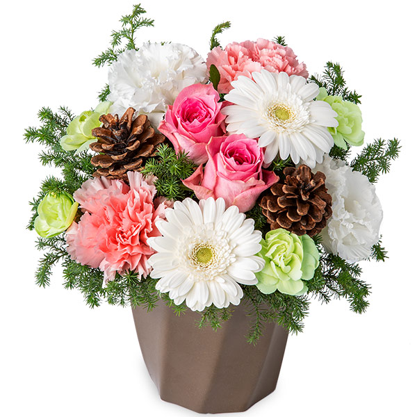 【クリスマス特集】ピンクバラのウィンターハミングアレンジメント ｜クリスマス おすすめの花のギフト・プレゼント特集2026
