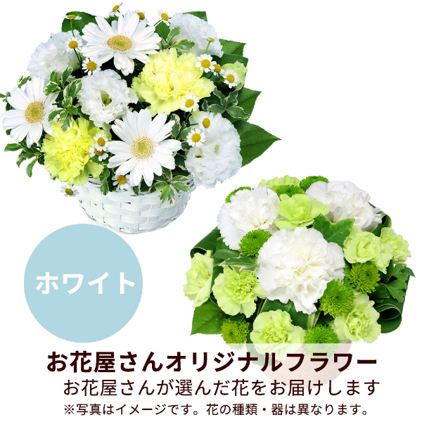 【お供え・お悔やみの献花】【お花屋さんおすすめ】オリジナルアレンジ（白上がり）
