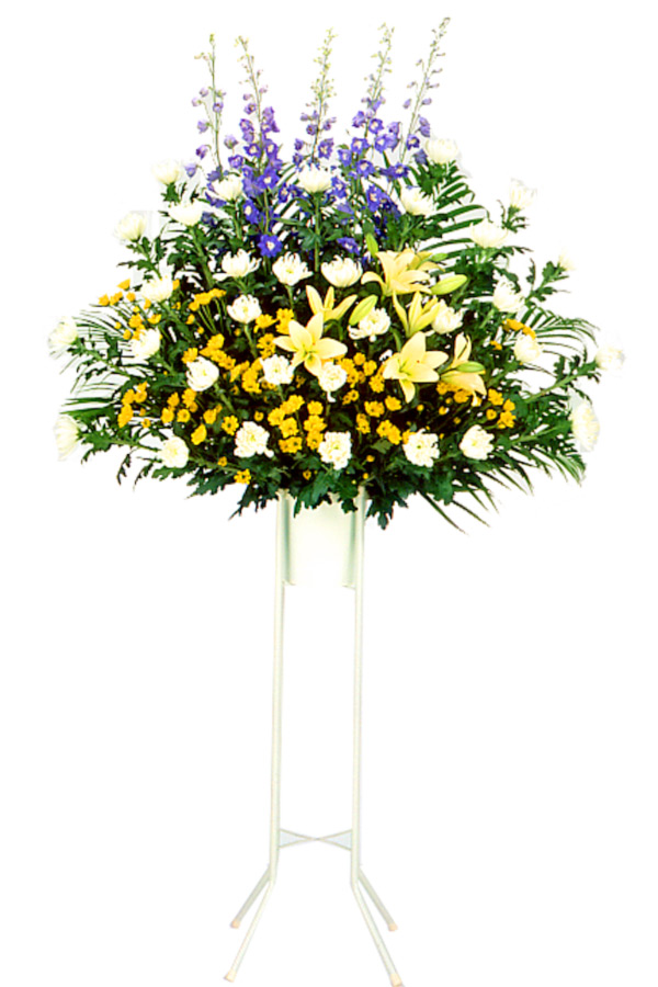 【スタンド花・花輪（葬儀・葬式の供花）(法人）】お供え用スタンド１段（色もの）