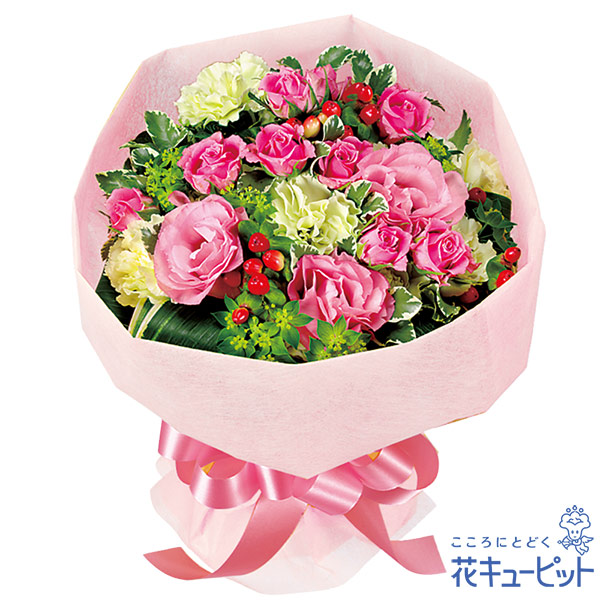 【予算で選ぶ  3000円から】ピンクバラのブーケピンクのバラがかわいい、さわやかなブーケです♪