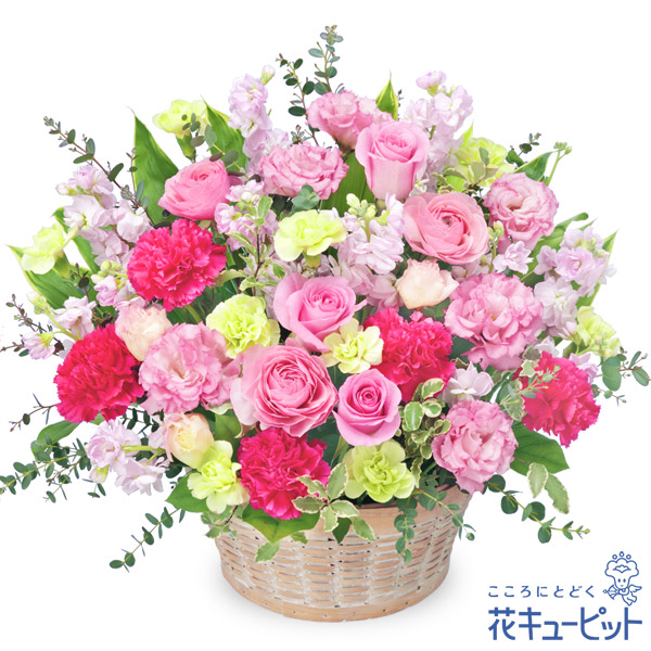 【ホワイトデー】バラと春の花のピンクアレンジメント数多くの花々が特別な日を華やかにします