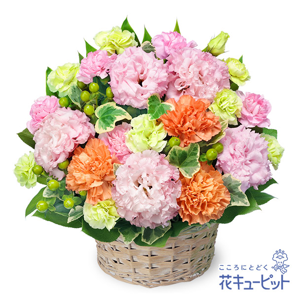 【8月の誕生花（トルコキキョウ）】トルコキキョウの爽やかアレンジメント丸みのあるお花が優しい印象を与えます