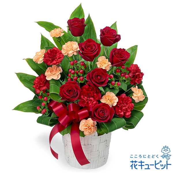 【誕生花 12月（赤バラ）(法人）】赤バラの豪華なアレンジメント