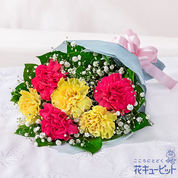 【母の日ギフト】カーネーションの花束（イエロー）母の日に純粋な感謝を届けられるシンプルな花束