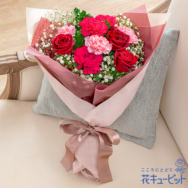 【母の日ギフト】バラとカーネーションの花束母の日に高級感あふれる優雅な時間をお届けします