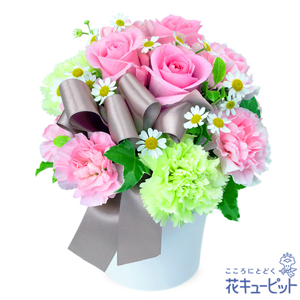 【誕生日フラワーギフト・バラ】ピンクバラのナチュラルなアレンジメントナチュラルなアレンジで心に癒しを届けます