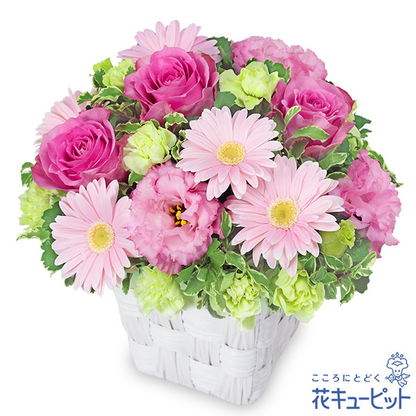 【結婚祝い】バラとガーベラのピンクアレンジメントピンクの花々をたっぷりと使いました