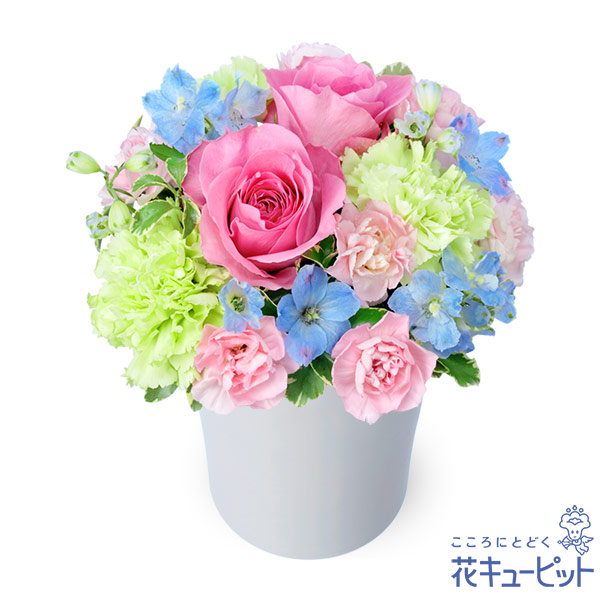 【クリスマスフラワー　ランキング】ピンクバラのパステルアレンジメント淡く可愛らしいパステルカラーのお花をプレゼント