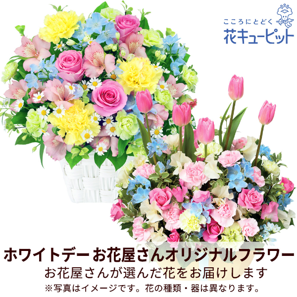 【ホワイトデー 花屋さんおすすめギフト】【花屋オリジナル】ホワイトデーのアレンジメントホワイトデーに最適な花をお届け