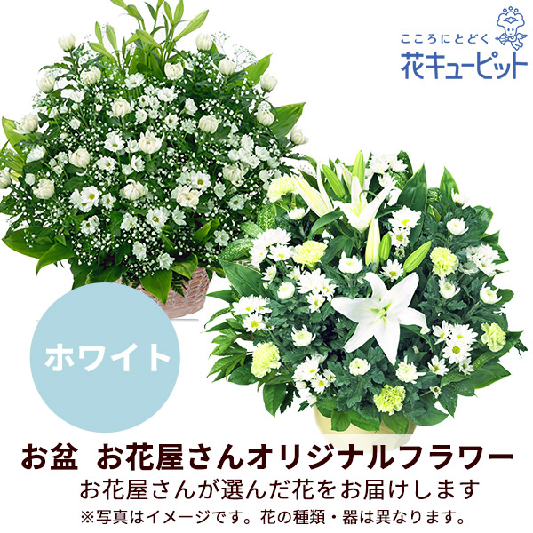 【お盆お花屋さんおすすめギフト】【花屋オリジナル】お供えのアレンジメント（白上がり）地域のしきたりに合わせた花をお届け