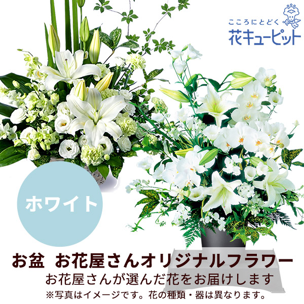 【お盆お花屋さんおすすめギフト】【花屋オリジナル】お供えのアレンジメント（白上がり）地域のしきたりに合わせた花をお届け
