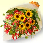 【誕生日フラワーギフト・ひまわり】グロリオサの花束