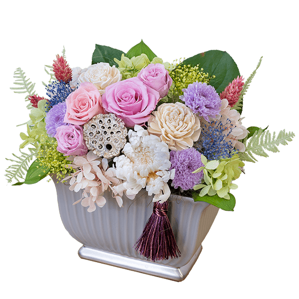 【お供えプリザーブドフラワー】お供えの上品なプリザーブドフラワーアレンジメント