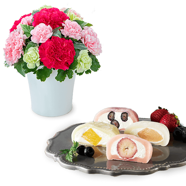 【母の日セットギフト】グラマラス（ピンク）と【銀座千疋屋】銀座フルーツ大福 8個入