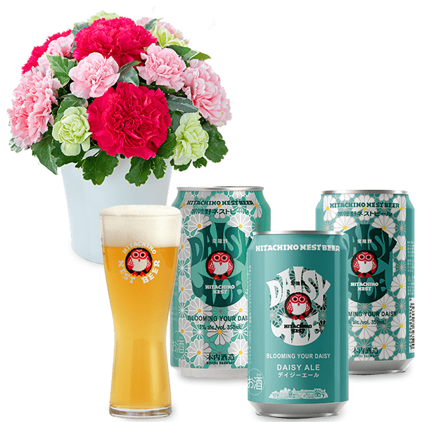 【母の日セットギフト】グラマラス（ピンク）と【木内酒造】常陸野ネストビール デイジーエール 3本セット