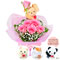 【誕生日フラワーギフト・バラ】ピンクバラのマスコット付き花束