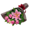 【5月の誕生花（ピンクバラ）】ユリとピンクバラの花束