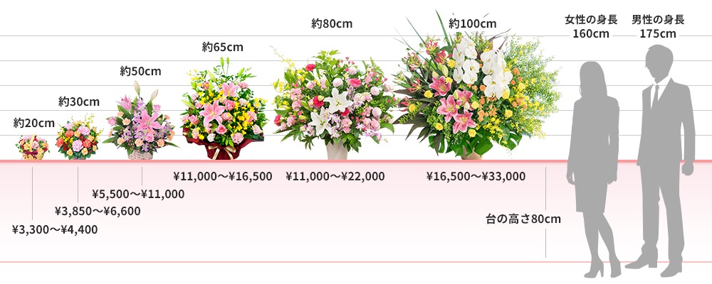 通常商品 花のサイズ一覧
