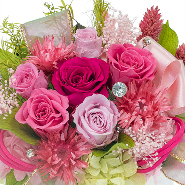 【母の日プリザーブドフラワー】ピンクバラの豪華なプリザーブドフラワーアレンジメント特別な母の日に贈りたい輝きと高級感をもったギフト