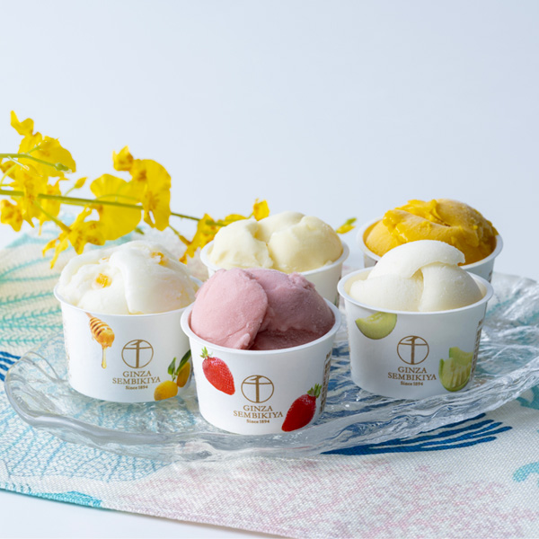 【父の日セットギフト】オレンジバラ6本の花束と【銀座千疋屋】銀座プレミアムソルベ 10個入銀座千疋屋が厳選したプレミアムソルベ